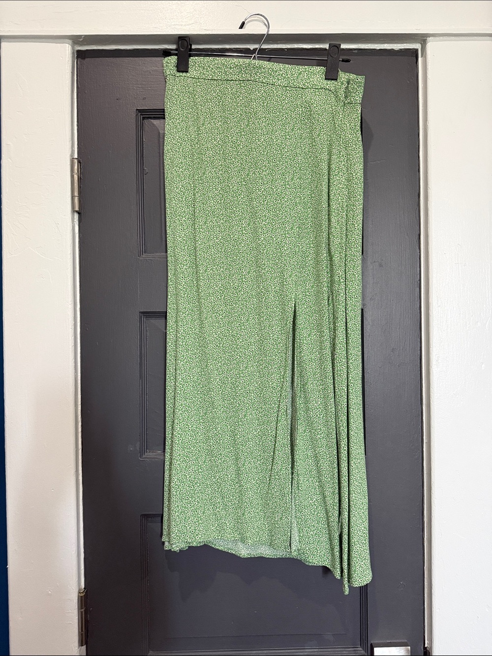 H&M Light Green Floral Maxi Slip Skirt